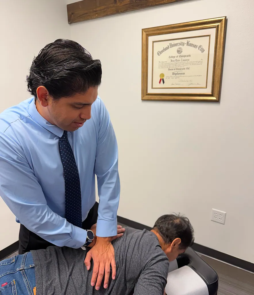 Dr. Jose Zamora with a patient from the Avoca area